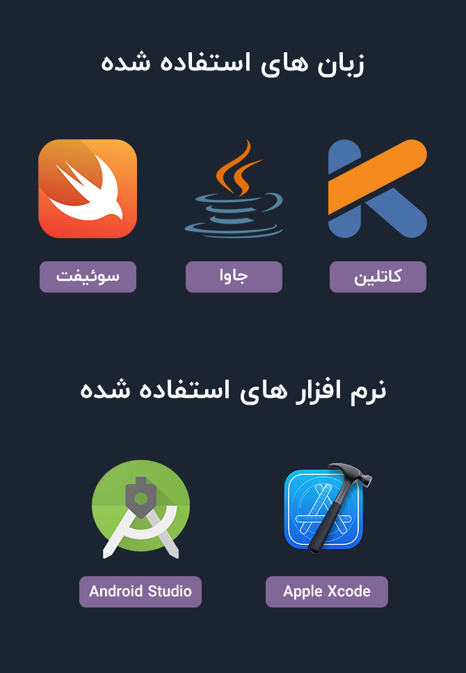 زبان ها و نرم افزارهای سورس اپلیکیشن ها