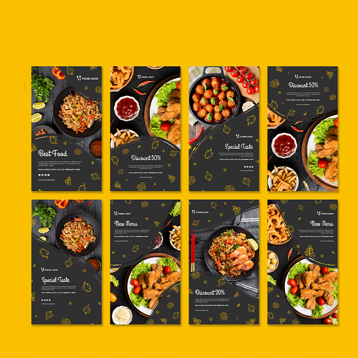20 طرح قالب رستوران اینستاگرام + کارت ویزیت و منو