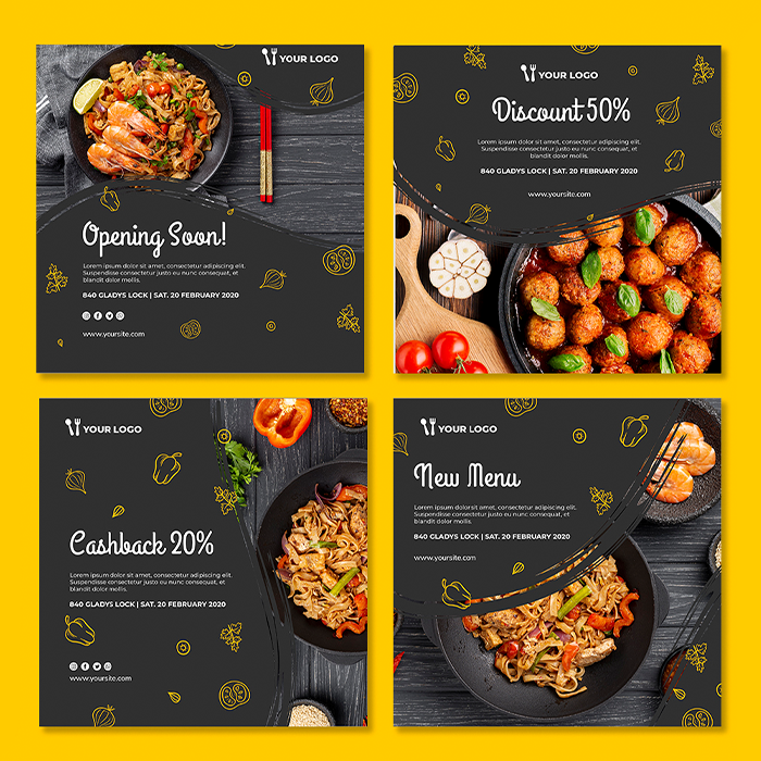 20 طرح قالب رستوران اینستاگرام + کارت ویزیت و منو
