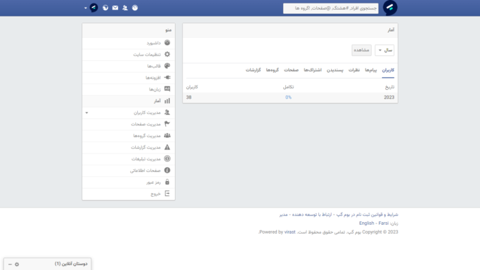 پنل مدیریت اسکریپت فارسی شبکه اجتماعی بوم گپ
