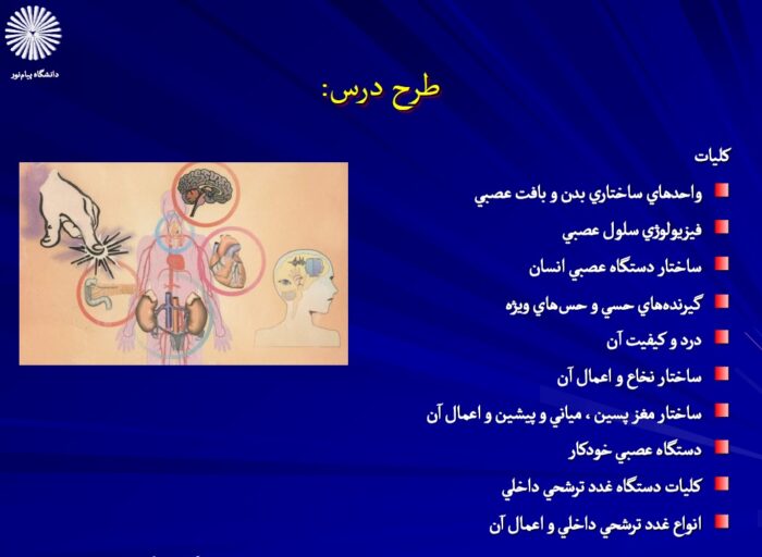طرح درسی کتاب فیزیولوژی اعصاب و غدد پیام نور