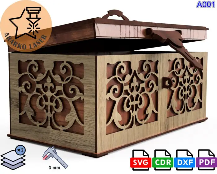 الگوی جعبه چوبی کادویی کد A.001