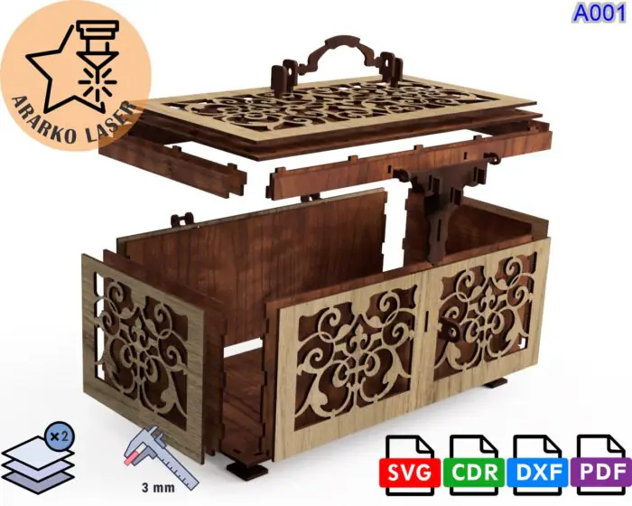 الگوی جعبه چوبی کادویی کد A.001