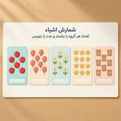 کاربرگ شمارش اعداد ویژه دانش آموزان پیش دبستانی و اول دبستان