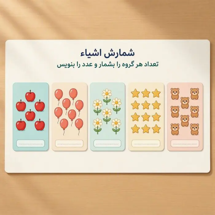 کاربرگ شمارش اعداد ویژه دانش آموزان پیش دبستانی و اول دبستان
